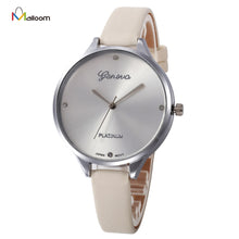Geneva Watch Women Checkers Faux Leather Big Dial Quartz Analog Dress Clock Relogio Feminino CF