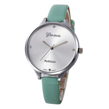 Geneva Watch Women Checkers Faux Leather Big Dial Quartz Analog Dress Clock Relogio Feminino CF