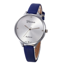 Geneva Watch Women Checkers Faux Leather Big Dial Quartz Analog Dress Clock Relogio Feminino CF