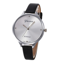 Geneva Watch Women Checkers Faux Leather Big Dial Quartz Analog Dress Clock Relogio Feminino CF