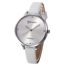 Geneva Watch Women Checkers Faux Leather Big Dial Quartz Analog Dress Clock Relogio Feminino CF