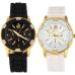 Geneva Watch Women Men Black and White Rose gold Chronograph Silicone Rhinestones Dress Clock Relogio Feminino CF