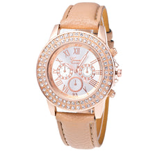 Geneva Watch Women Rhinestone Crystal Dress Bracelet Clock Candy Color PU Leather Strap Relogio Feminino CF