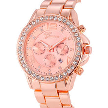 Geneva Watch Women Rhinestone Crystal Dress Gold Clock Relogio Feminino Stainless Steel Quartz Analog Wristwatch CF
