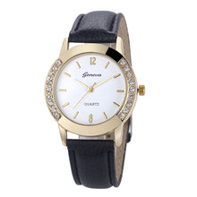 Geneva Watch Women Rhinestone Diamond Crystal Dress Clock Relogio Feminino Analog PU Leather Quartz Bracelet Watch CF