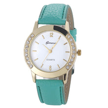 Geneva Watch Women Rhinestone Diamond Crystal Dress Clock Relogio Feminino Analog PU Leather Quartz Bracelet Watch CF