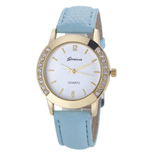 Geneva Watch Women Rhinestone Diamond Crystal Dress Clock Relogio Feminino Analog PU Leather Quartz Bracelet Watch CF