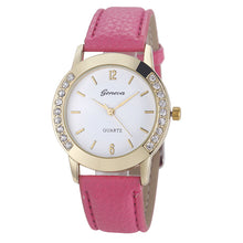 Geneva Watch Women Rhinestone Diamond Crystal Dress Clock Relogio Feminino Analog PU Leather Quartz Bracelet Watch CF