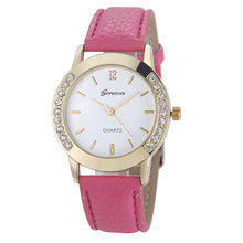 Geneva Watch Women Rhinestone Diamond Crystal Dress Clock Relogio Feminino Analog PU Leather Quartz Bracelet Watch CF