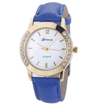 Geneva Watch Women Rhinestone Diamond Crystal Dress Clock Relogio Feminino Analog PU Leather Quartz Bracelet Watch CF