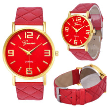 Geneva Watches Women Dress Clock Bracelet Relogio Feminino PU Leather Analog Quartz Watch CF