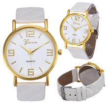 Geneva Watches Women Dress Clock Bracelet Relogio Feminino PU Leather Analog Quartz Watch CF