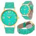 Geneva Watches Women Dress Clock Bracelet Relogio Feminino PU Leather Analog Quartz Watch CF