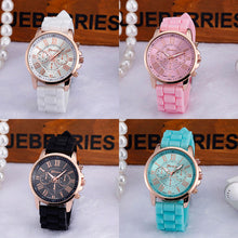 Geneva Women Watches Quartzwatch Roman Numerals Silicone Jelly Gel Quartz Analog clock relojes mujer CF