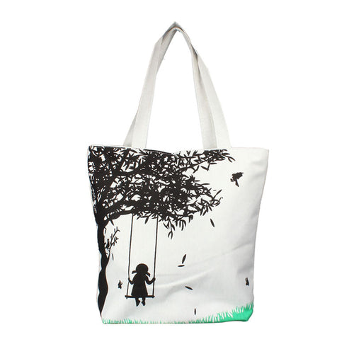 Girl On the Swing Design Bags Women Canvas Bag Casual Women Messenger Shoulder Bag Handbags CF