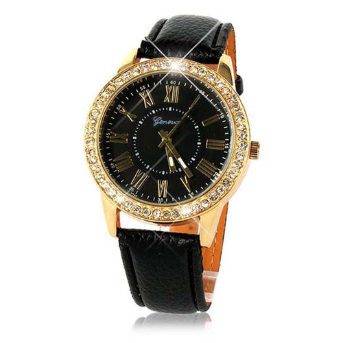 Gold Crystal Watch Women Geneva Watch Women Dress Clock Analog Quartz Men Ladies Rhinestone Wrist watches Reloj CF