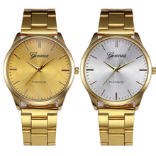 Gold Geneva Watch Women Relogio Feminino Stainless Steel Strap Analog Quartz Bracelet Dress Clock CF