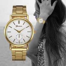 Gold Quartz Geneva Watch Women Stainless Steel Band Analog Bracelet Clock Relogio Feminino CF