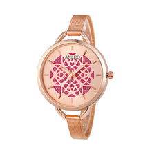 Gold Watch Women Dress Clock Stainless Steel Band Flower Pattern Analog Relogio Feminino CF