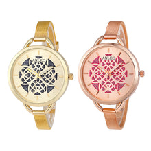 Gold Watch Women Dress Clock Stainless Steel Band Flower Pattern Analog Relogio Feminino CF
