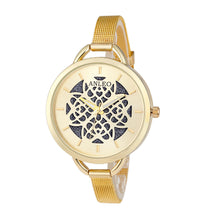 Gold Watch Women Dress Clock Stainless Steel Band Flower Pattern Analog Relogio Feminino CF