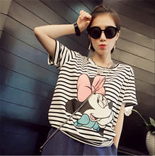 Good Quality New Summer O-neck Short Sleeve Striped Cartoon Woman T-shirt Cotton Casual Print Women T-shirts Tops Tees 30471 SM6