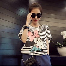 Good Quality New Summer O-neck Short Sleeve Striped Cartoon Woman T-shirt Cotton Casual Print Women T-shirts Tops Tees 30471 SM6