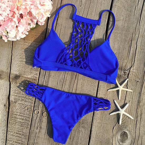 Halter Lace Bikini Womens Sexy Swimwear Push up padded bikini Bra set Swimsuit Beach Bathing suit N211 CF