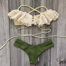 Halter Lace Bikini Womens Sexy Swimwear Push up padded bikini Bra set Swimsuit Beach Bathing suit N211 CF