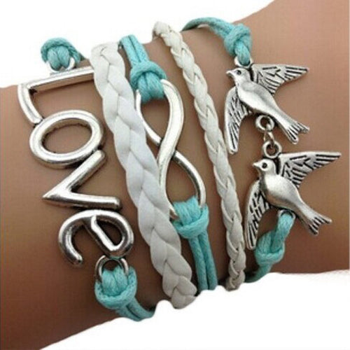 Handmade Adjustable Love Multilayer Bracelet Wristband Women Casual Bracelet Charm Anchor Pigeon Style Promotions Gifts CF