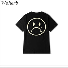Harajuku Loose Couple T-shirt  Black Short Sleeve Summer Tee Funny Smiling Face Printing Tshirts Casual Punk Top Tee 33039 SM6