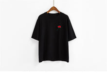 Harajuku Tees  Rose Embroidery Women T-shirt Casual Summer New Fashion Tops Short Sleeves O-neck Ladies T-shirts 33030 SM6