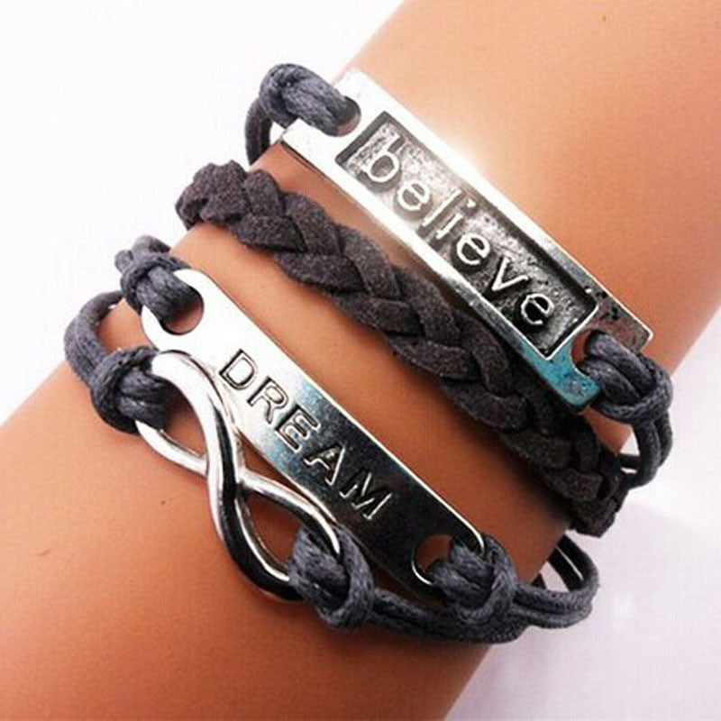 Harry Potter Charm Infinity Believe You Women Leather Cute Charm Bracelet CF