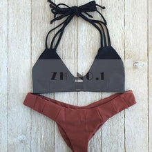 High Neck Bikini Sets Black and white Printed Swimsuit Strappy Swimwear Bathing Suit Brazilian Biquinis N83ZN3 CF