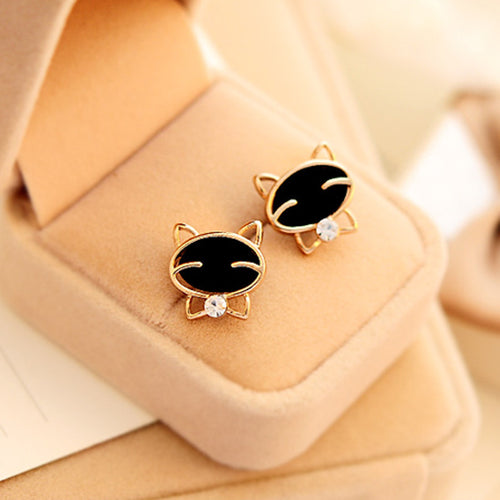 Black Smile Cat Stud Earrings HighGrade Stud Earrings for Women Brincos Girl Gift CF