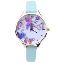 Leather Watches Women rhinestone Dress Watch Quartz Watches Casual Mujer Relogio Flower Printed Thin Clock CF