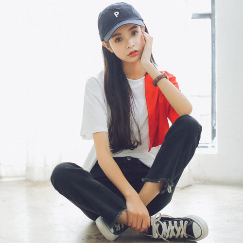 Hit color Patchwork t-shirt  New Women Harajuku T shirts Women Short Sleeve Female O-neck Tops Plus Size 72673 SM6