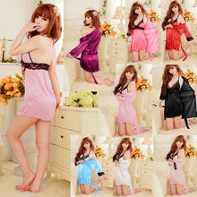 3PC Sexy Lingerie Nightwear Lady Robe Sleepwear Bathrobe Women's Night Dress intimates lingerie sets 8 Colors CF