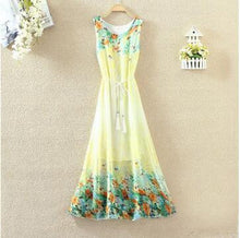 Hot  Bohemian Beach Dress Summer New O Neck Sleeveless Tank Dresses Sweet Floral Print Women Dress Casual Vestidos 71234 SM6