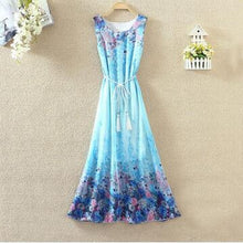 Hot  Bohemian Beach Dress Summer New O Neck Sleeveless Tank Dresses Sweet Floral Print Women Dress Casual Vestidos 71234 SM6