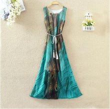 Hot  Bohemian Beach Dress Summer New O Neck Sleeveless Tank Dresses Sweet Floral Print Women Dress Casual Vestidos 71234 SM6