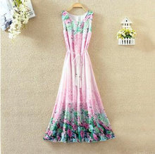 Hot  Bohemian Beach Dress Summer New O Neck Sleeveless Tank Dresses Sweet Floral Print Women Dress Casual Vestidos 71234 SM6