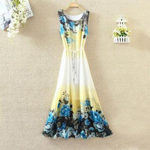 Hot  Bohemian Beach Dress Summer New O Neck Sleeveless Tank Dresses Sweet Floral Print Women Dress Casual Vestidos 71234 SM6