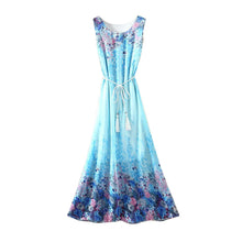 Hot  Bohemian Beach Dress Summer New O Neck Sleeveless Tank Dresses Sweet Floral Print Women Dress Casual Vestidos 71234 SM6