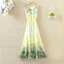 Hot  Bohemian Beach Dress Summer New O Neck Sleeveless Tank Dresses Sweet Floral Print Women Dress Casual Vestidos 71234 SM6