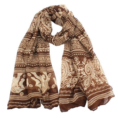 Ladies Neck Stole Elephant Print Long Scarf Shawl Wrap Pashmina Scarves & Shawls CF