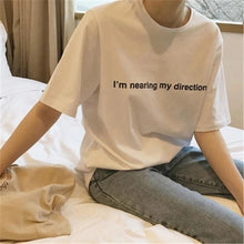 I'm nearing my direction Letter Print T-shirts New  Women Summer T Shirt Female Short Sleeve t shirts Plus Size Tops 72668 SM6