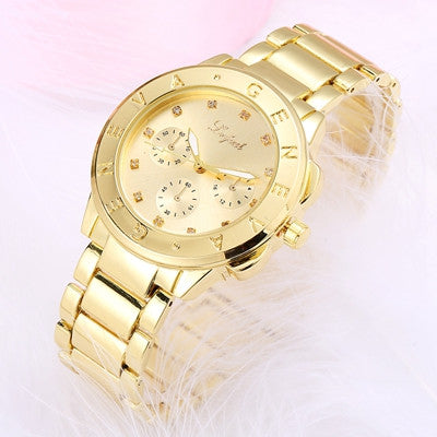 LVPAI Gold Silver Women Dress Watch Luxury Stainless Steel Quartz Clocks Ladies Girl Dress Relogio feminino CF