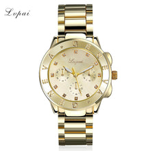 LVPAI Gold Silver Women Dress Watch Luxury Stainless Steel Quartz Clocks Ladies Girl Dress Relogio feminino CF
