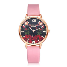 LVPAI Watch Women Dress Clock Flower Pattern PU Leather Band Quartz Bracelet Ladies Gift Relogio Feminino CF